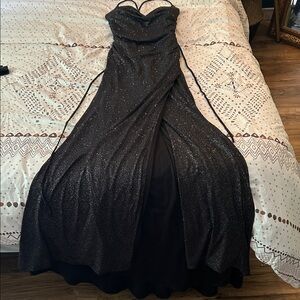 Elegant Black Glitter Maxi Dress